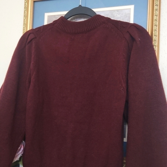 Burgundy balloon sleeve knit sweater Cozy Fall Winter formal party church school - Picture 10 of 10